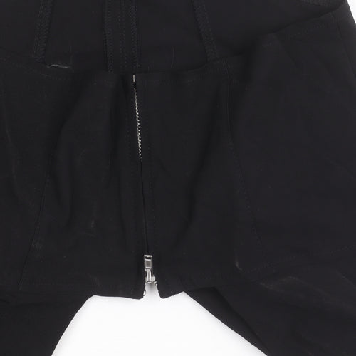 H&M Divided Womens Black Cropped Blouse Size 10 Sleeveless Zip Stretch