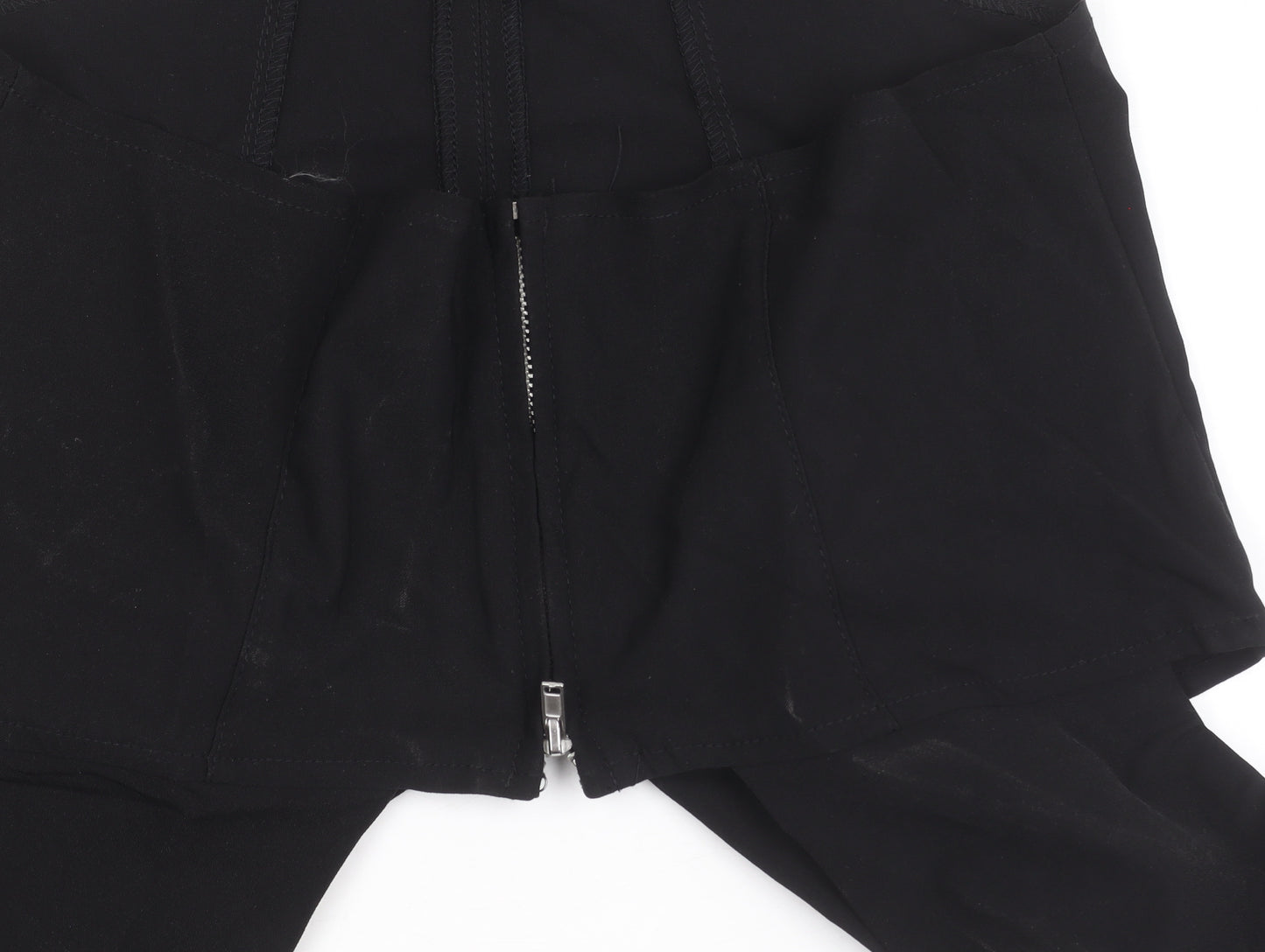 H&M Divided Womens Black Cropped Blouse Size 10 Sleeveless Zip Stretch
