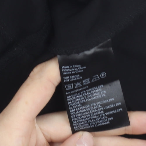 H&M Divided Womens Black Cropped Blouse Size 10 Sleeveless Zip Stretch