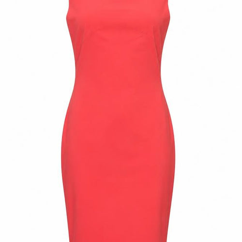 Louche Women Red Bodycon Knee Length Scoop Neck Dress Size 8