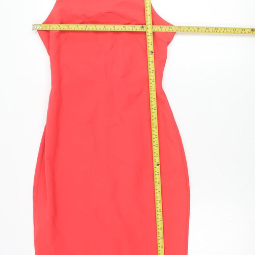 Louche Women Red Bodycon Knee Length Scoop Neck Dress Size 8