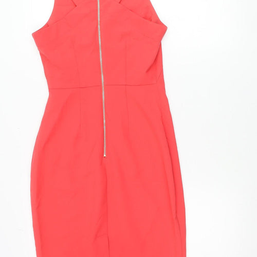 Louche Women Red Bodycon Knee Length Scoop Neck Dress Size 8