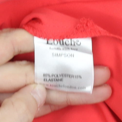 Louche Women Red Bodycon Knee Length Scoop Neck Dress Size 8