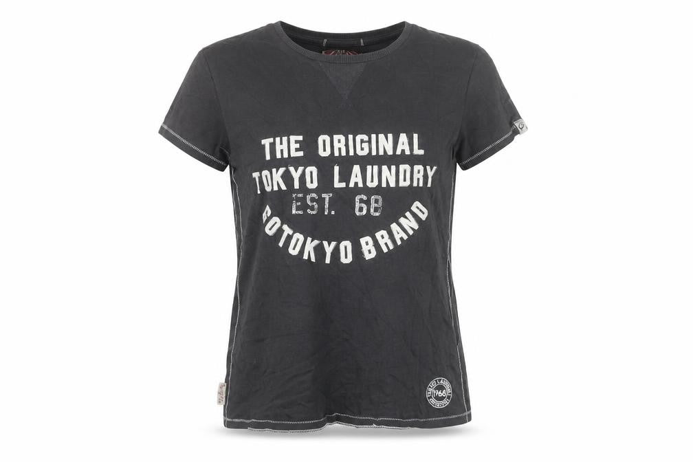 Tokyo Laundry Teens Black Cotton Crew Neck T-Shirt Size 9/10