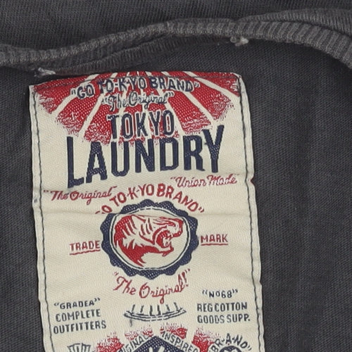 Tokyo Laundry Teens Black Cotton Crew Neck T-Shirt Size 9/10