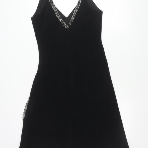 BDL Women’s Black Size 12 Slip Dress Beaded V-Neck Party Wear