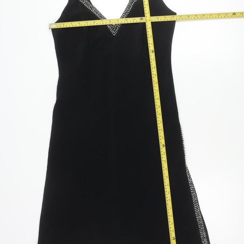 BDL Women’s Black Size 12 Slip Dress Beaded V-Neck Party Wear