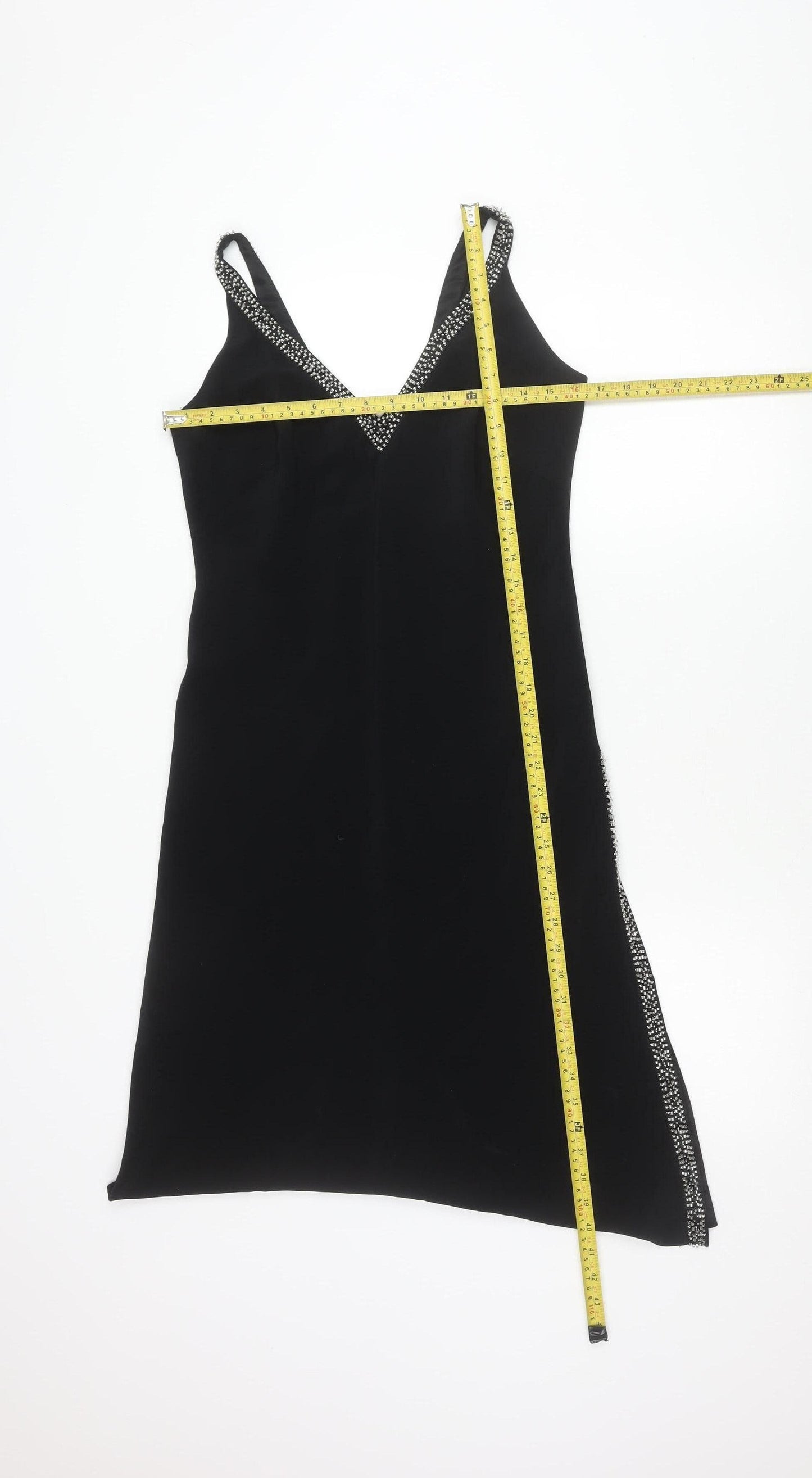 BDL Women’s Black Size 12 Slip Dress Beaded V-Neck Party Wear