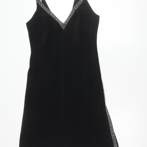 BDL Women’s Black Size 12 Slip Dress Beaded V-Neck Party Wear