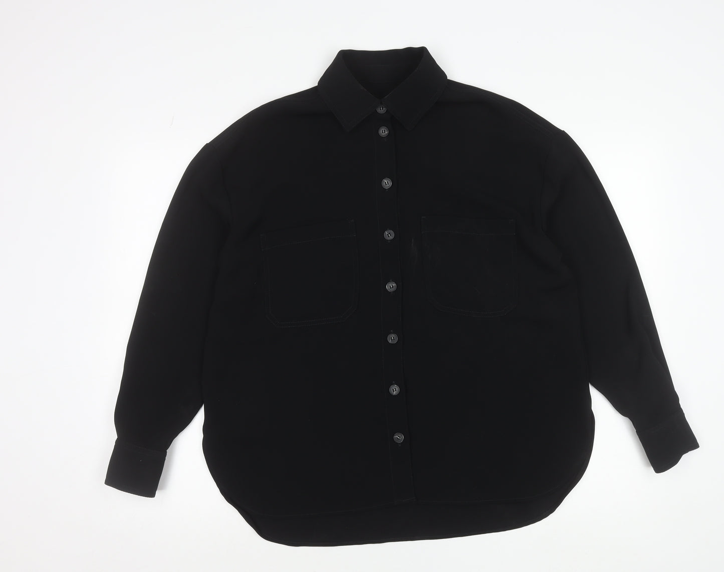 Next Women’s Black Button-Up Long Sleeve Polyester Shirt Size 10