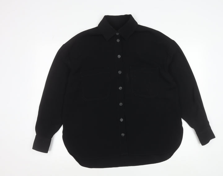 Next Women’s Black Button-Up Long Sleeve Polyester Shirt Size 10