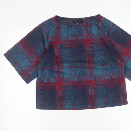 New Look Womens Multicoloured Plaid Blouse Size 8 Tunic Top