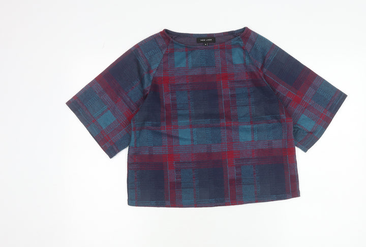 New Look Womens Multicoloured Plaid Blouse Size 8 Tunic Top