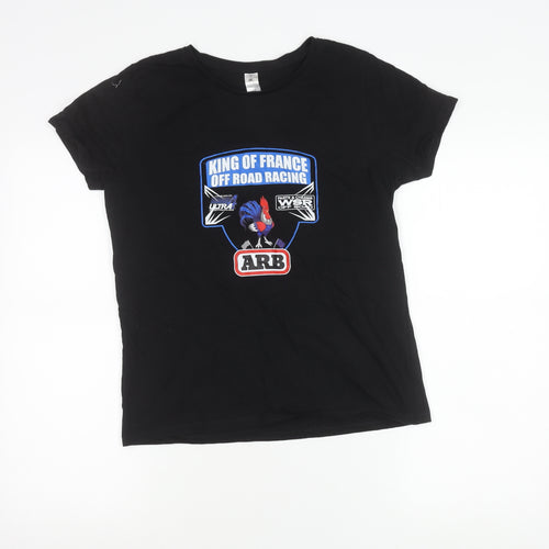 B&C Women’s Black Racing Graphic T-Shirt M Cotton Crew Neck