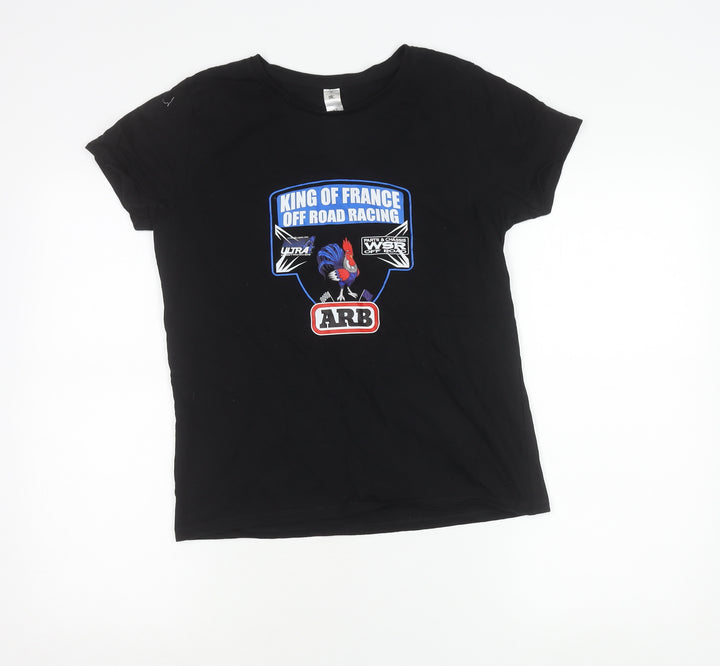 B&C Women’s Black Racing Graphic T-Shirt M Cotton Crew Neck