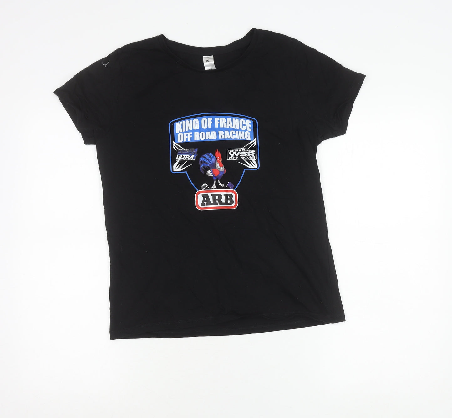 B&C Women’s Black Racing Graphic T-Shirt M Cotton Crew Neck