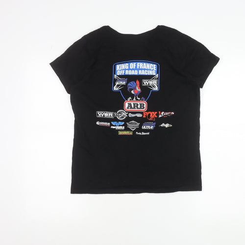 B&C Women’s Black Racing Graphic T-Shirt M Cotton Crew Neck