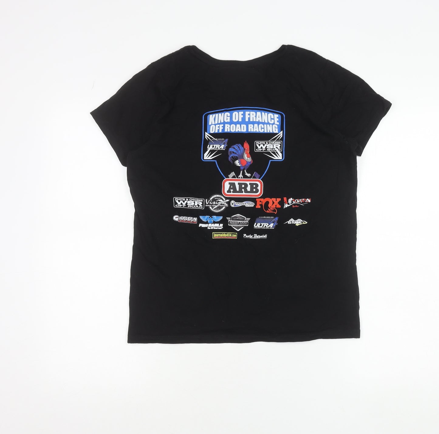 B&C Women’s Black Racing Graphic T-Shirt M Cotton Crew Neck