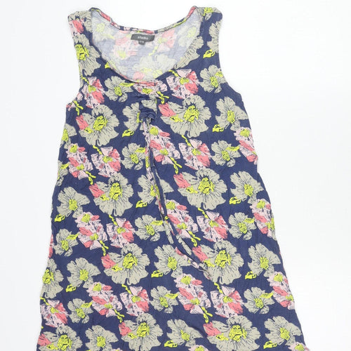 Studio Womens Blue Floral Shift Dress Size 12-14 Sleeveless Viscose