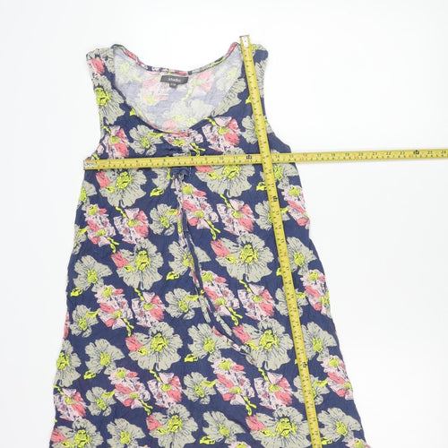 Studio Womens Blue Floral Shift Dress Size 12-14 Sleeveless Viscose