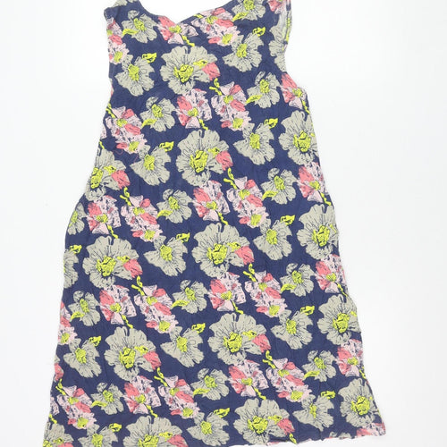 Studio Womens Blue Floral Shift Dress Size 12-14 Sleeveless Viscose