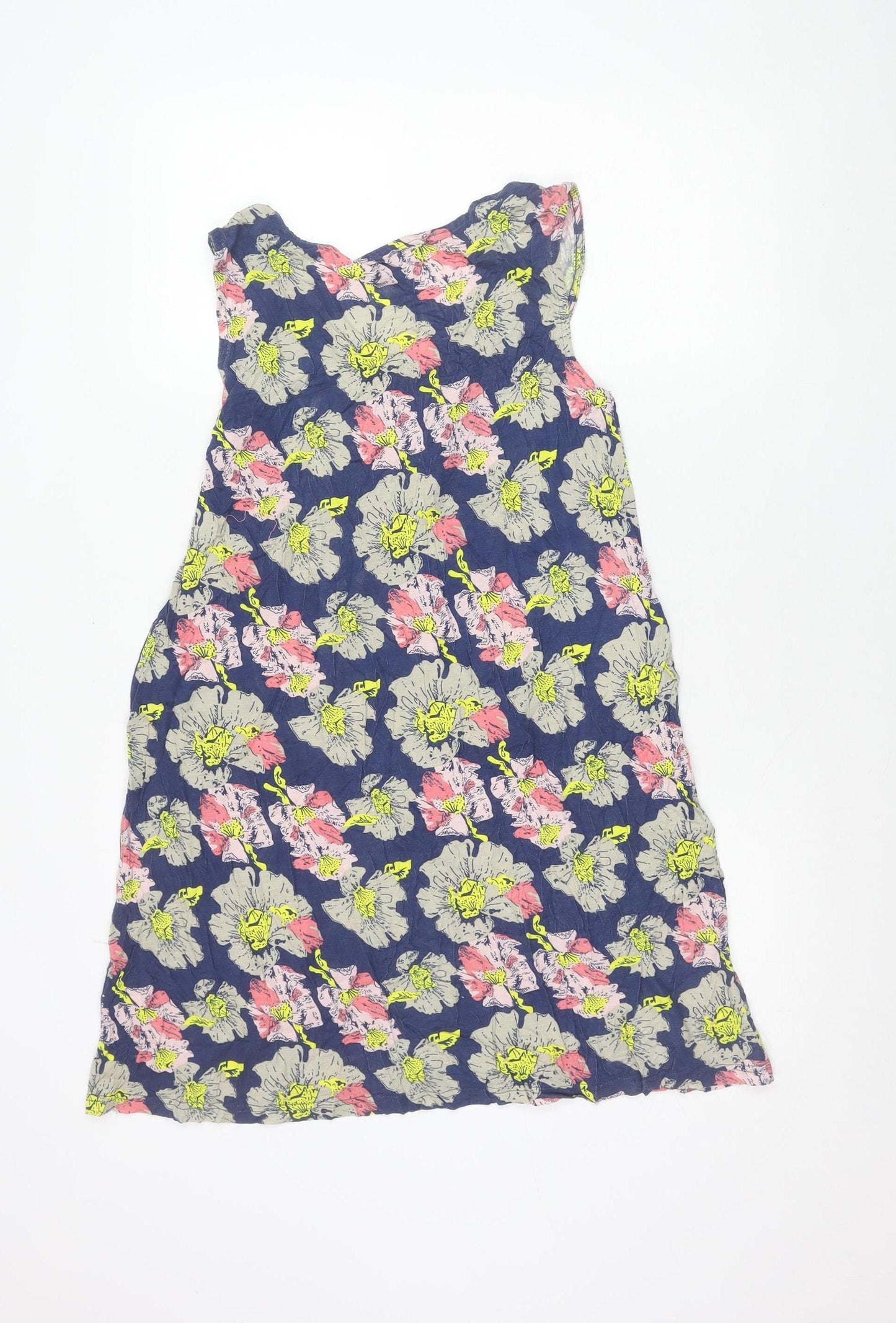 Studio Womens Blue Floral Shift Dress Size 12-14 Sleeveless Viscose