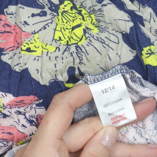Studio Womens Blue Floral Shift Dress Size 12-14 Sleeveless Viscose