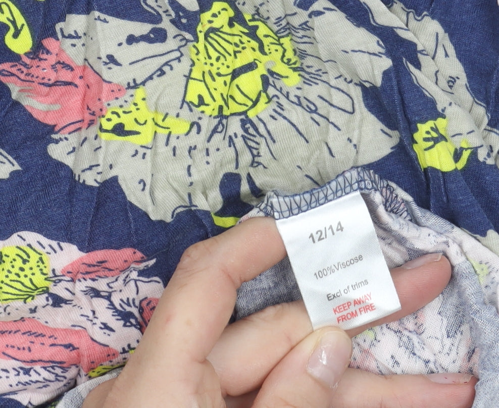 Studio Womens Blue Floral Shift Dress Size 12-14 Sleeveless Viscose