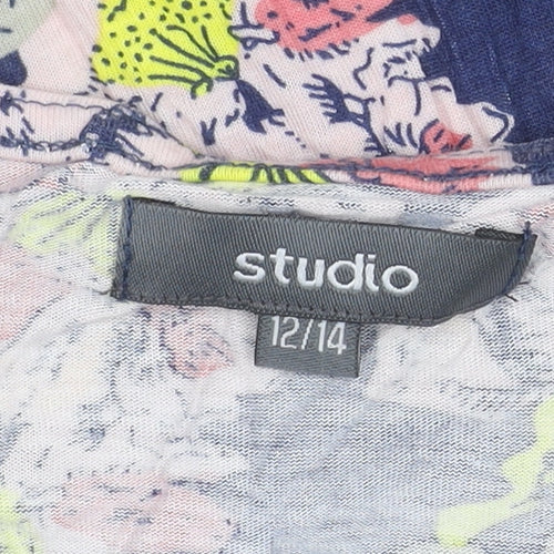 Studio Womens Blue Floral Shift Dress Size 12-14 Sleeveless Viscose