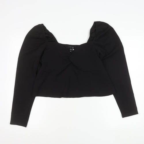 New Look Women Black Size 18 Cropped Puff Sleeve Blouse