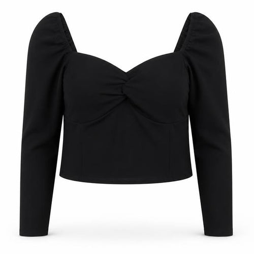New Look Women Black Size 18 Cropped Puff Sleeve Blouse