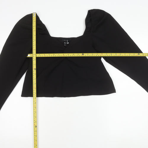 New Look Women Black Size 18 Cropped Puff Sleeve Blouse