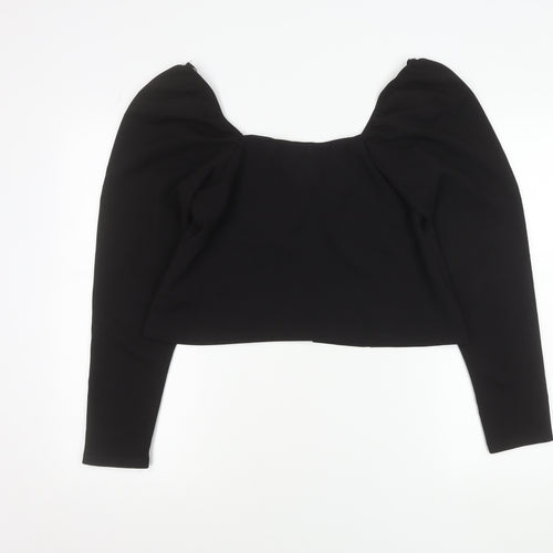 New Look Women Black Size 18 Cropped Puff Sleeve Blouse