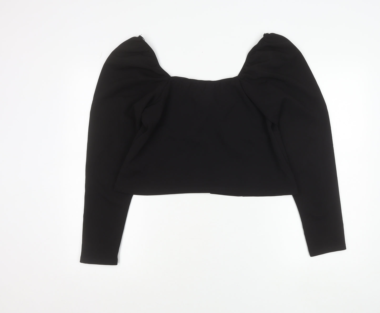 New Look Women Black Size 18 Cropped Puff Sleeve Blouse