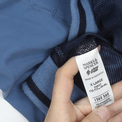 Marks and Spencer Men's Blue XL 44-46" Golf Waistcoat 1/4 Zip Polyester
