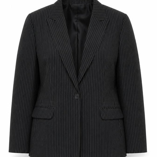 Xe Women’s Black Pinstripe Suit Jacket Size 16 Lined Business Blazer