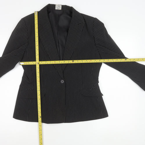 Xe Women’s Black Pinstripe Suit Jacket Size 16 Lined Business Blazer