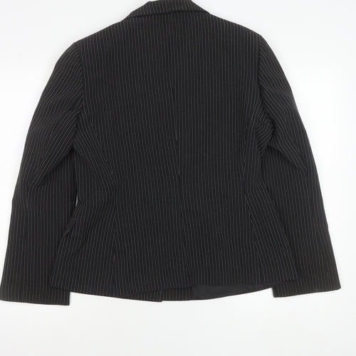 Xe Women’s Black Pinstripe Suit Jacket Size 16 Lined Business Blazer