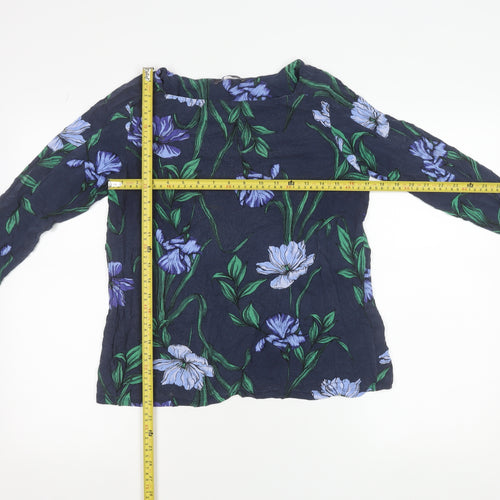 Marks and Spencer Women's Blue Floral Viscose Long Sleeve Tunic Blouse UK 14