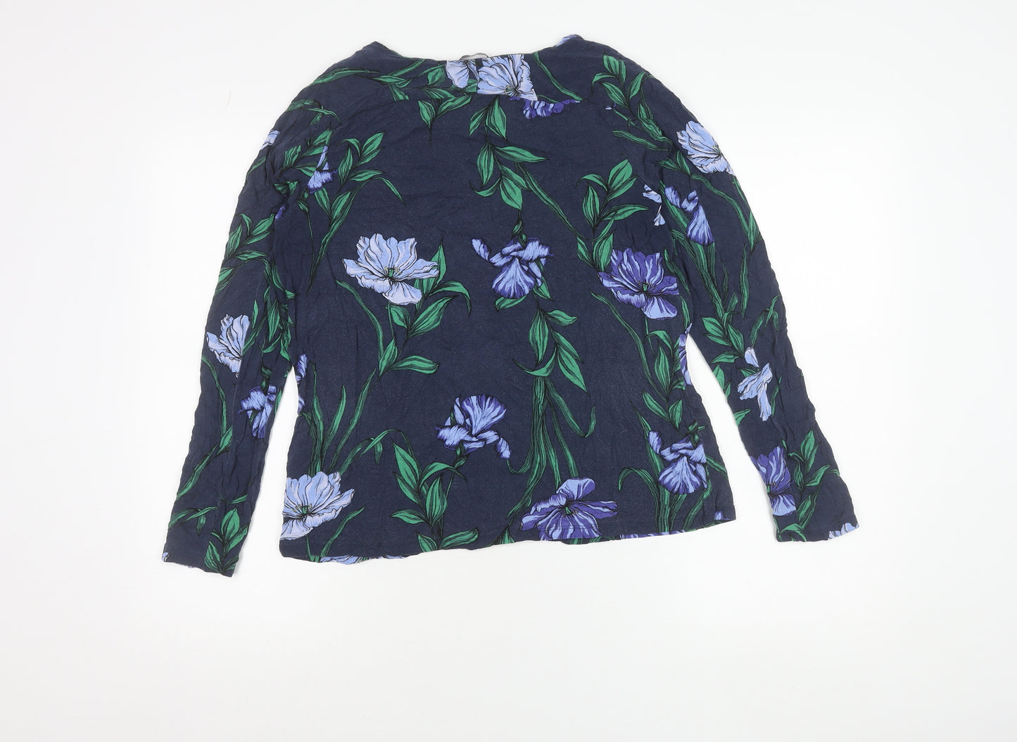 Marks and Spencer Women's Blue Floral Viscose Long Sleeve Tunic Blouse UK 14