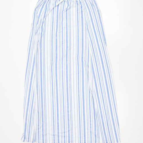 ASOS Women’s Blue Striped Midi A-Line Skirt Size 8 Polyester Elastane