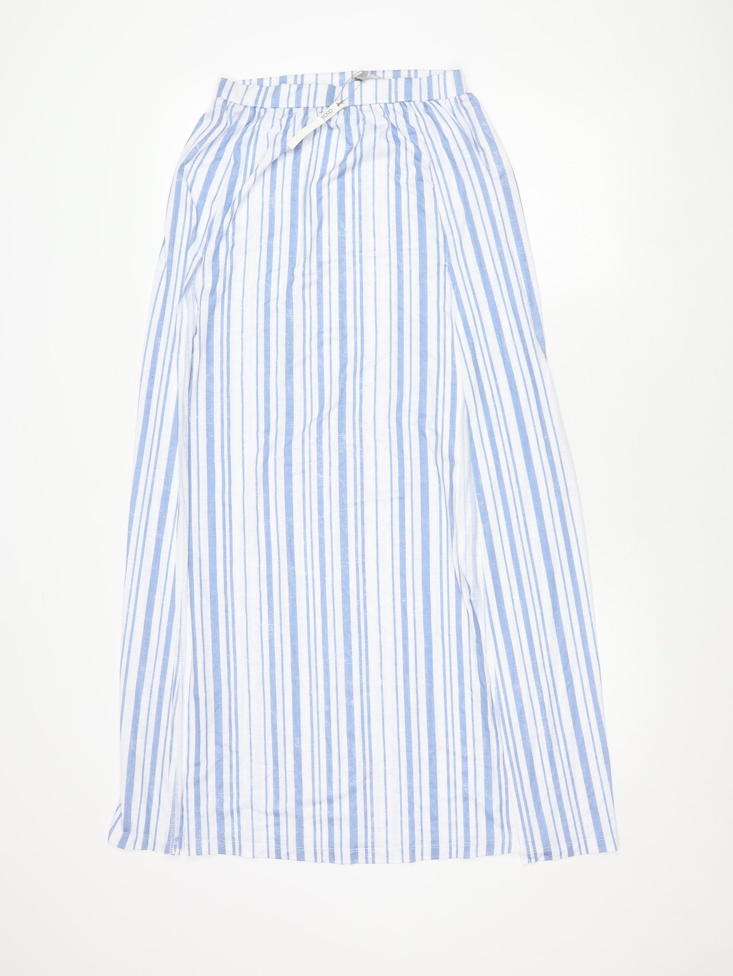 ASOS Women’s Blue Striped Midi A-Line Skirt Size 8 Polyester Elastane