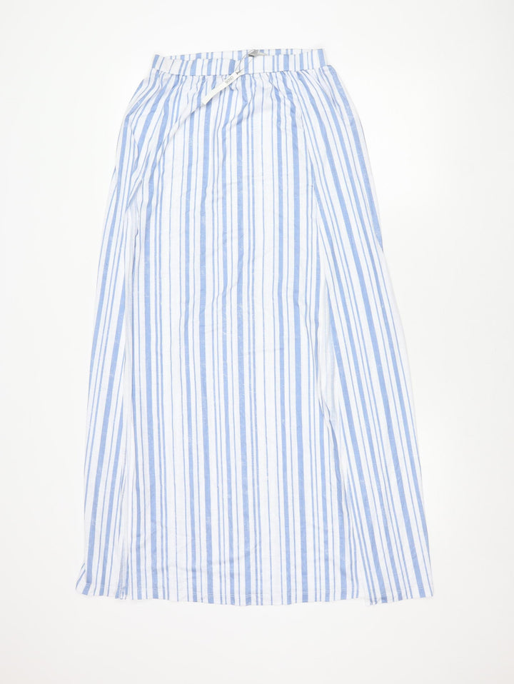 ASOS Women’s Blue Striped Midi A-Line Skirt Size 8 Polyester Elastane