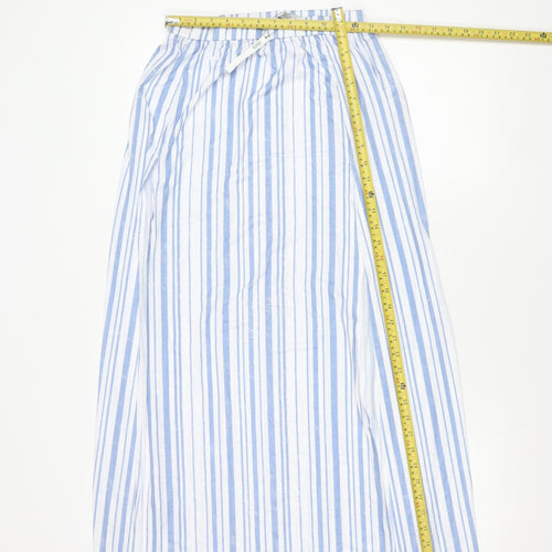 ASOS Women’s Blue Striped Midi A-Line Skirt Size 8 Polyester Elastane