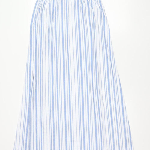 ASOS Women’s Blue Striped Midi A-Line Skirt Size 8 Polyester Elastane