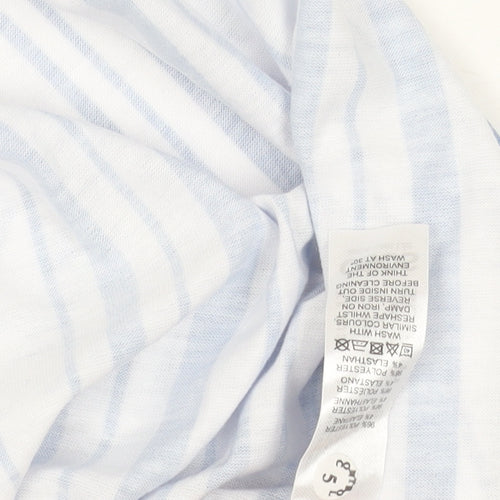 ASOS Women’s Blue Striped Midi A-Line Skirt Size 8 Polyester Elastane