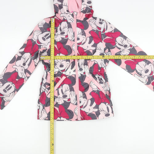 Disney Girls Pink Minnie Mouse Hooded Rain Coat Jacket Size 8 Years