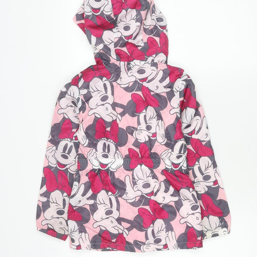 Disney Girls Pink Minnie Mouse Hooded Rain Coat Jacket Size 8 Years