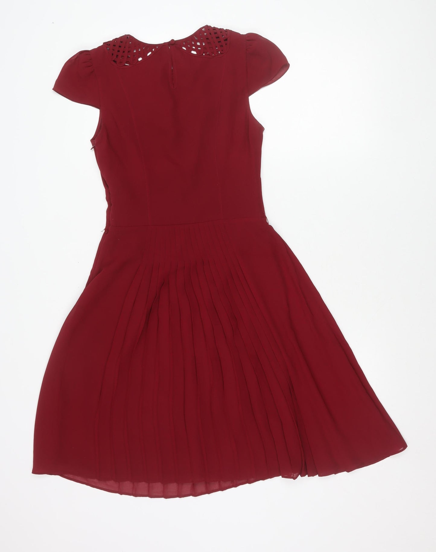 Karen Millen Women’s Red Size 8 Fit & Flare Pleated Cocktail Dress