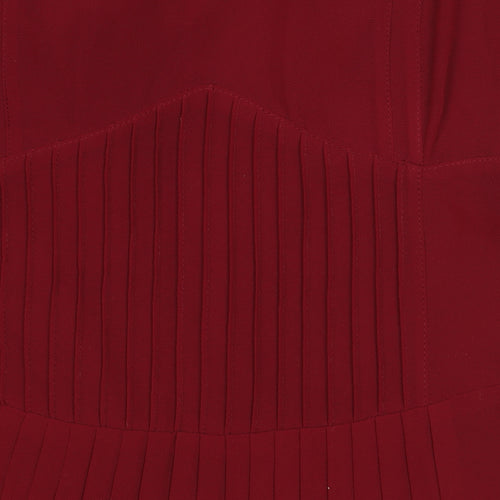 Karen Millen Women’s Red Size 8 Fit & Flare Pleated Cocktail Dress
